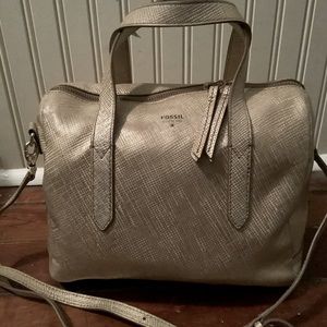 Gold Fossil Sydney Satchel Bag